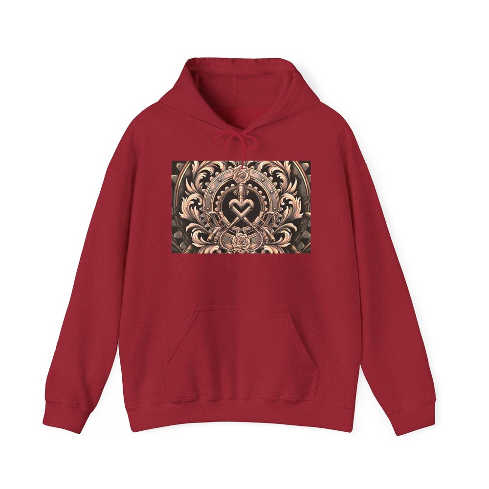 Steampunk Gothic Heart Hoodie Victorian Baroque Filigree Gear Rose Pullover