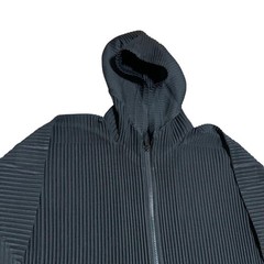USED HOMME PLISS�_ ISSEY MIYAKE PLEATED HOODIE, BLACK VERYGOOD