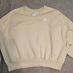 Nike Crew Neck Fleece Sweatshirt Cotton Blend Embroidered Logo Beige XL