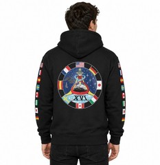 NASA Astronaut Group 16 Men’s Black Hoodie Sweatshirt with Flags on Sleeves NEW