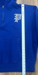 Ralph Lauren Polo Hoodie Sapphire Mens 2XB Felt P Patch 1/4 Quarter Zip Blue 2XL