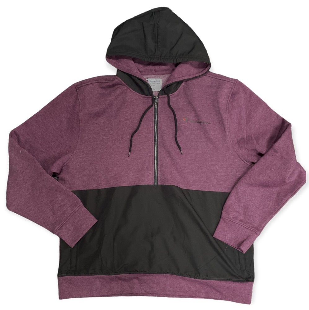 Champion Men’s Pullover Sweater Hoodie Half Zip Plum Port Size Large