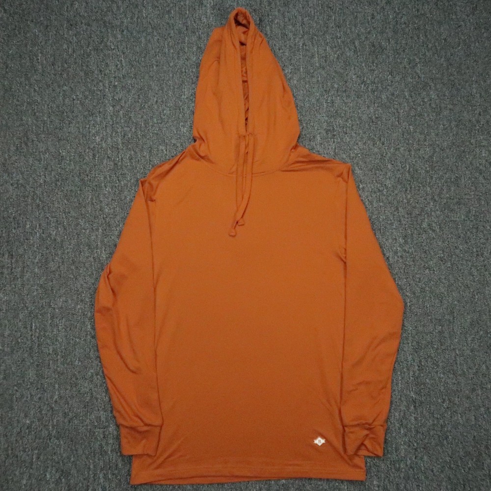 Burlebo Hoodie Men Small Orange Rust Pullover Hooded Performance Hiking Outdoors