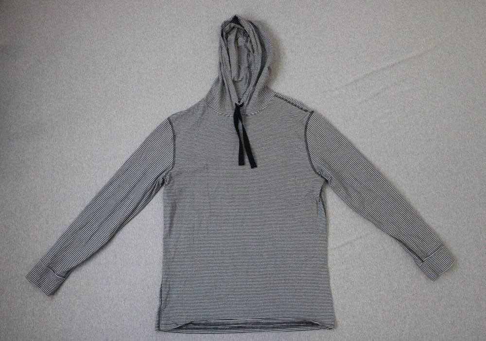 Lands End Hoodie Mens Medium (38-40) Striped 100% Cotton Drawstring