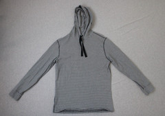 Lands End Hoodie Mens Medium (38-40) Striped 100% Cotton Drawstring