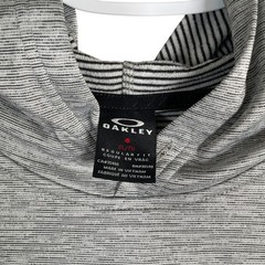 Oakley Lighweight Pullover Hoodie Mens XL Gray Striped Stretch Polyester Gym