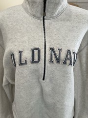 Old Navy Vintage Quarter Zip Fleece Sweatshirt Gray White Navy Fall Winter Sz XL
