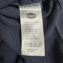 Brunt Levin Hoodie Mens L Blue Heavyweight Workwear Pullover Pocket Snap
