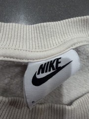 Nike Beige Crewneck Fleece Pullover Sweatshirt Embroidered Logo mens Size S