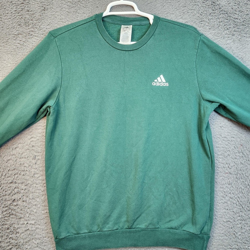 Adidas Sweatshirt Mens Large Green Crewneck Fleece Pullover Small Logo IU8893