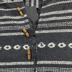 Baja Mexican Aztec Striped Hoodie Mens Small Black/White KangarooPocket Preowned