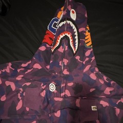 A Bathing Ape BAPE Purple/Pink/Blue Camo Shark Full Zip Hoodie Men’s XXL