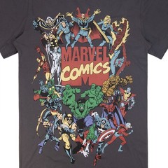 Marvel Comics Universe Superheroes Jumbo Graphic T-Shirt Grey