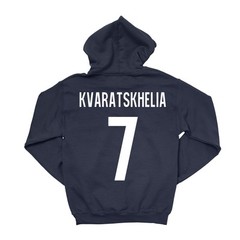 Kvaratskhelia 7 Jersey Style Apparel – Soccer Tribute Unisex Hooded Sweatshirt