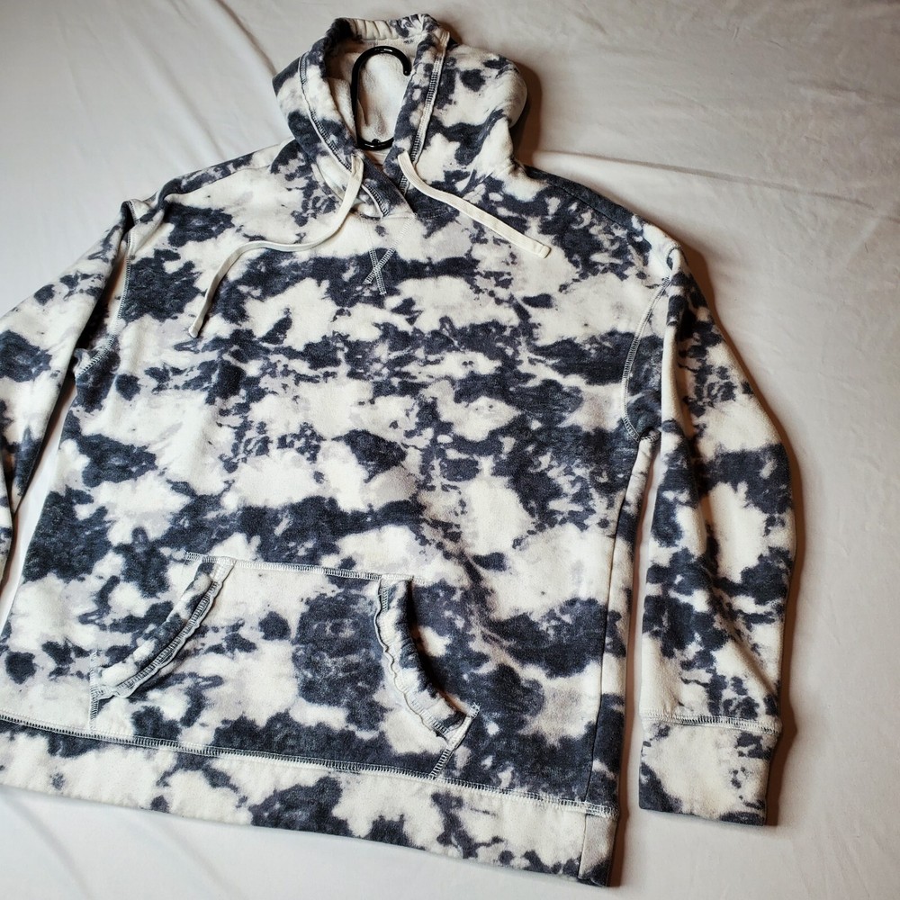 Hollister Sweatshirt Hoodie White Black Cloud Mens Small 21×25 WINTER CAMO LOOK