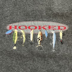 Vintage 90s M&C Sports “HOOKED” Fishing Lure Gray Sweatshirt – Men’s Large