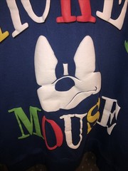 Disney Mickey Mouse Blue Hoodie Men’s XL Puzzled Face Block Letter Pullover