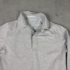 Criquet Sweatshirt Mens L Gray Collared Fleece Pullover Kangaroo Pocket Stretch