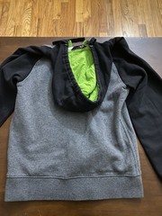The North Face Men’s S Gray/Black/Green Full Zip Fleece Hoodie Pockets High Neck