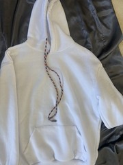 White Adults Pullover Hoodie Sweatshirt Red White and Blue Crystal Drawstring