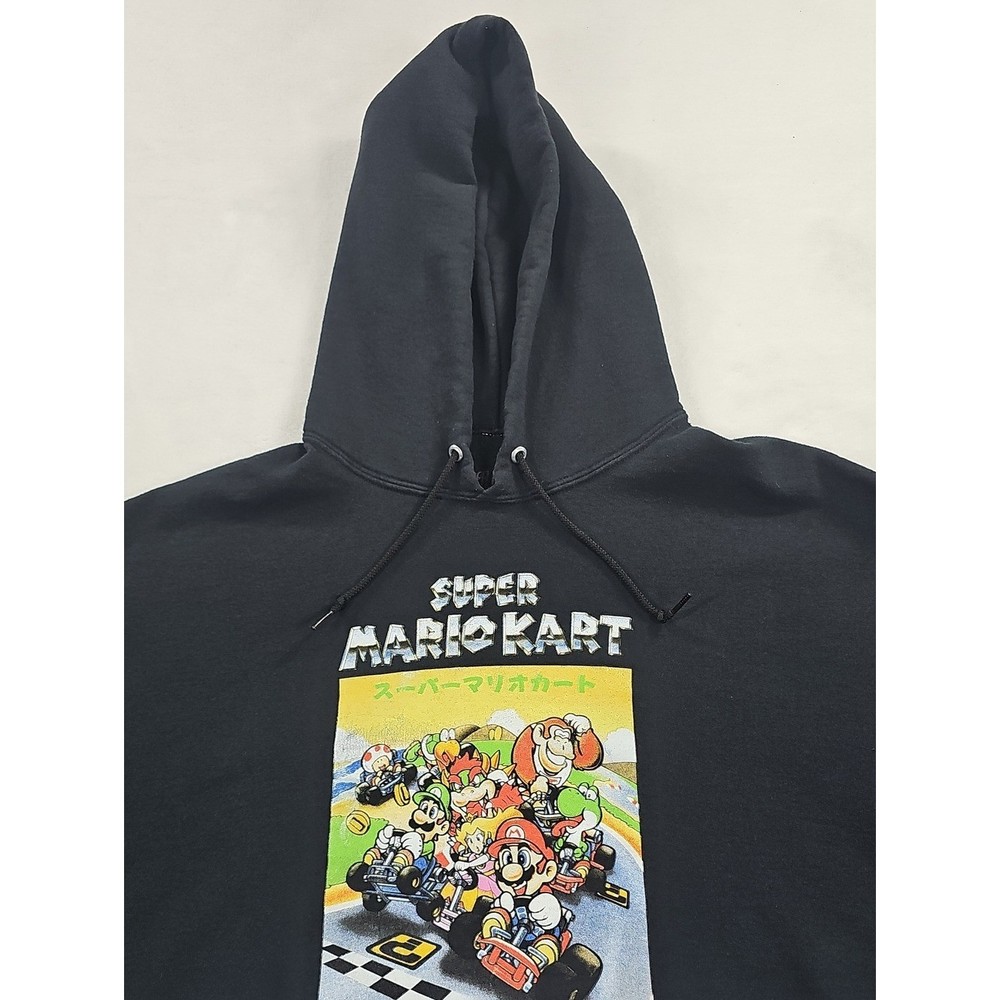 Source Unknown Black Super Mario Kart Cropped Top Graphic Hoodie