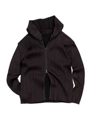 Pleats Please Issey Miyake Pleated Zip Hoodie Black Red Japan Size 3 PP74-JD367