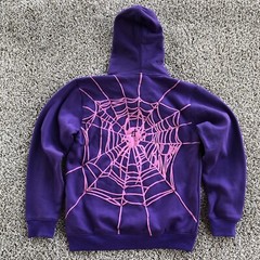 No Owners Full Hood Zip Up Hoodie Adult Size S Spider Cross Print Purple Cotton