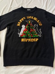 Ripndip Sweater Pullover Sweatshirt Top Apparel Cats Holiday Bling Sequins Large