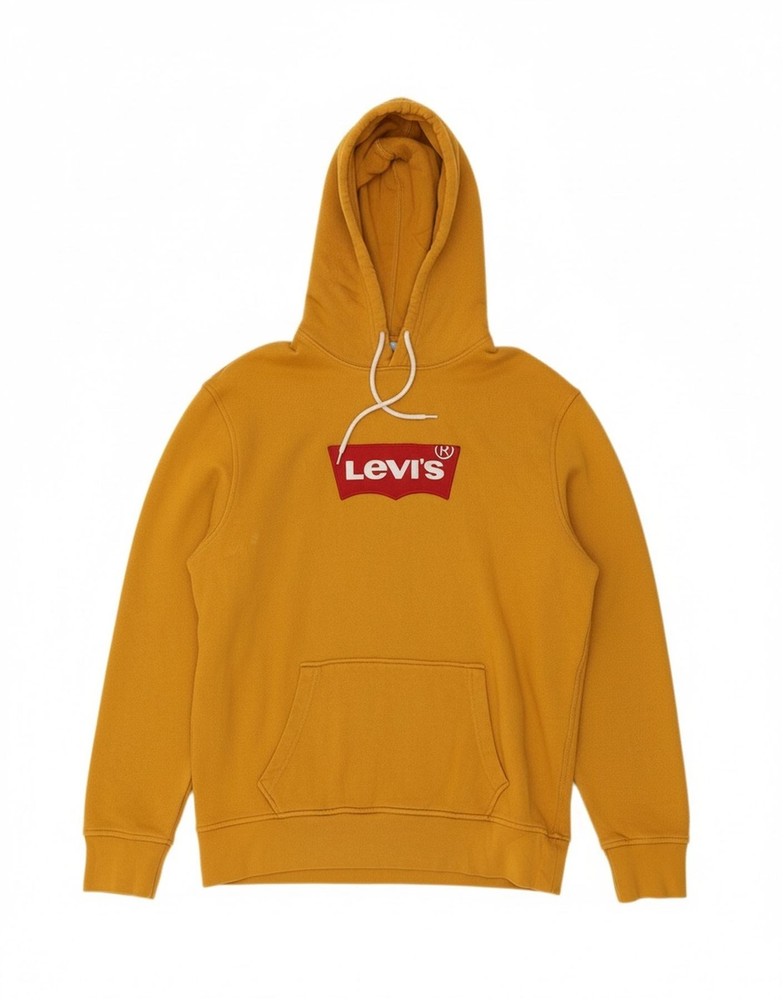 LEVI’S Mens Graphic Hoodie Jumper Medium Yellow Cotton DW88