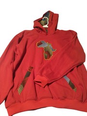 NEW Unisex Hoodie Red Color Warm African Map Print Size (M) Valentine Gift