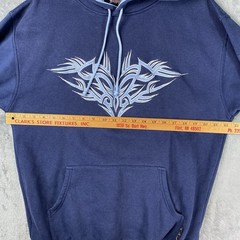Vintage Sapphire Lounge Hoodie Mens XL Blue Fleece Sweatshirt Skater Y2K Tribal