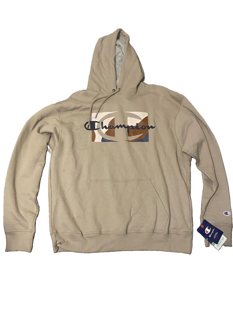 Champion Hoodie Mens XL Tan Pullover Sustainable Recycled Fibers Logo New Tags