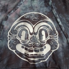 Dyenomite Gray/Blue Handcrafted Tie-Dye Hoodie Sweatshirt with Unique Graphic M