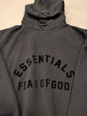 Fear of God Essentials SS22 Hoodie Stretch Limo Black M Medium Velour Logo