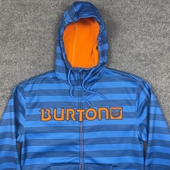 Burton Hoodie Sweatshirt Mens Small Blue Full Zip Fleece DRYRIDE Logo Stripe