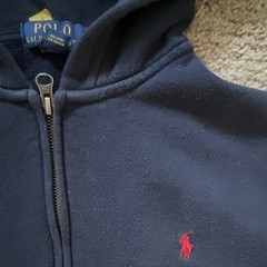 Polo Ralph Lauren Navy Full Zip Fleece Hoodie Pony Logo Pockets Mens M