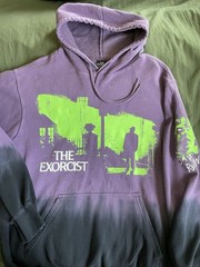 The Exorcist Movie Graphic Pullover Hoodie Purple Size Large 42/44