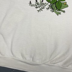 Vintage 90s Frog And Flower Crewneck Sweatshirt White Large Cute Spring VTG