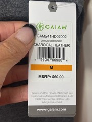 Gaiam Lotus OB Hoodie Mens Medium Charcoal Pullover Stretch Yoga Athletic NWT
