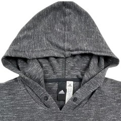 Adidas Men Short Sleeve Hoodie L Gray 100% Cotton Basketball Sweatshirt Pullover