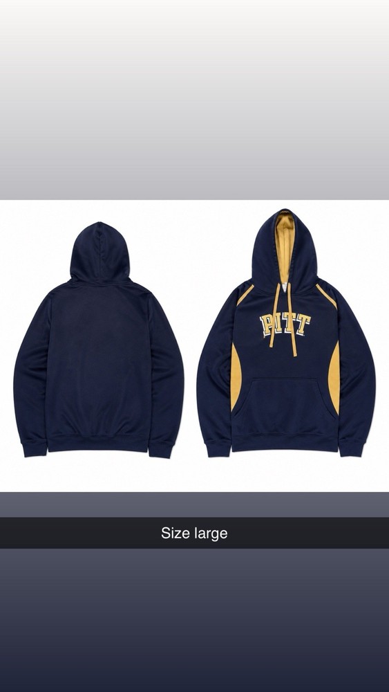 Pitt College Graphic Print Pullover Hoodie w/ Pockets Drawstring L