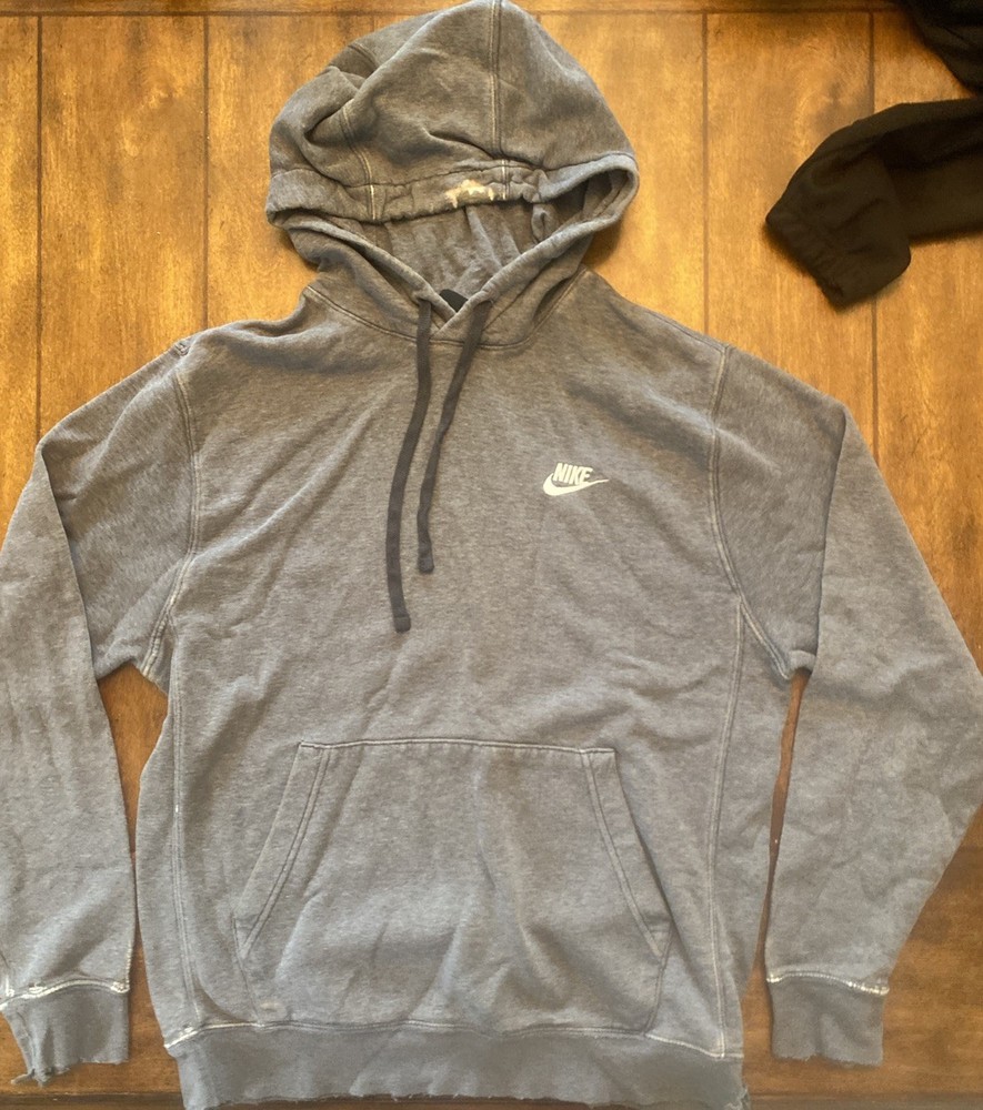 Nike Gray Pullover Hoodie Teen Youth Small S Classic Logo – Fair Condition