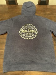 John Deere Hoodie Adult Large Heather Dark Gray/Blue Hue Sweatshirt Casual Mens