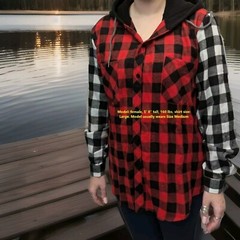 Hoodie Long Sleeve Shirt Flannel Look S-M-L-XL-2XL-3XL Free Shipping 3-5 Days