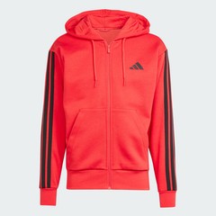 adidas Essentials 3-Stripes Fleece Hoodie Red