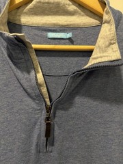 J. McLaughlin Men’s Blue 1/4 Zip Mock Neck Knit Silk/Rayon Sweatshirt L