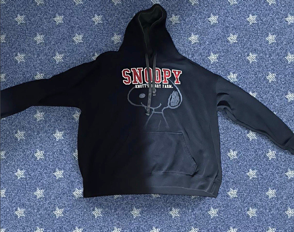 Peanuts Snoopy Knott’s Berry Farm Blue Fleece Pullover Hoodie Pockets 2XL