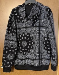 NWT Snoop Dog Death Row Records Black Paisley Hoodie Size Medium 100% Polyester