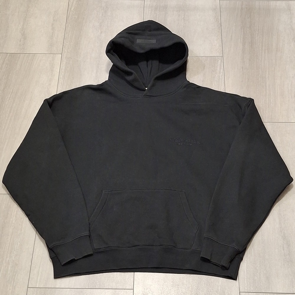 Fear of God Essentials Stretch Limo Black Mens Hoodie Size L Authenticated