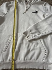 PUMA Long Sleeve Hoodie Sweatshirt Kangaroo Pocket Beige Logo Medium JBHS